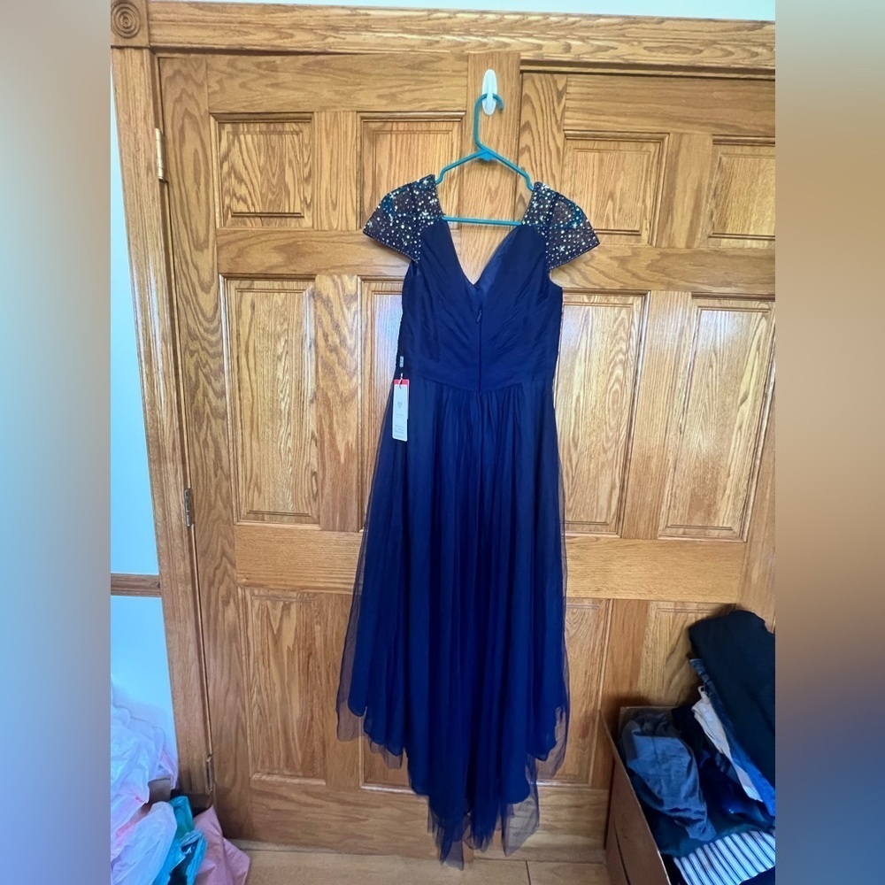 JJ's House - Elegant & Formal Navy Blue Hi Low Dress - Picture 14 of 15